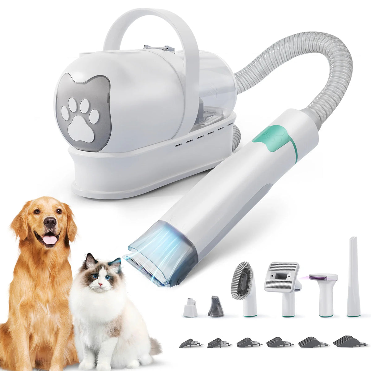 Kit toilettage avec aspiration et tondeuse silencieuse