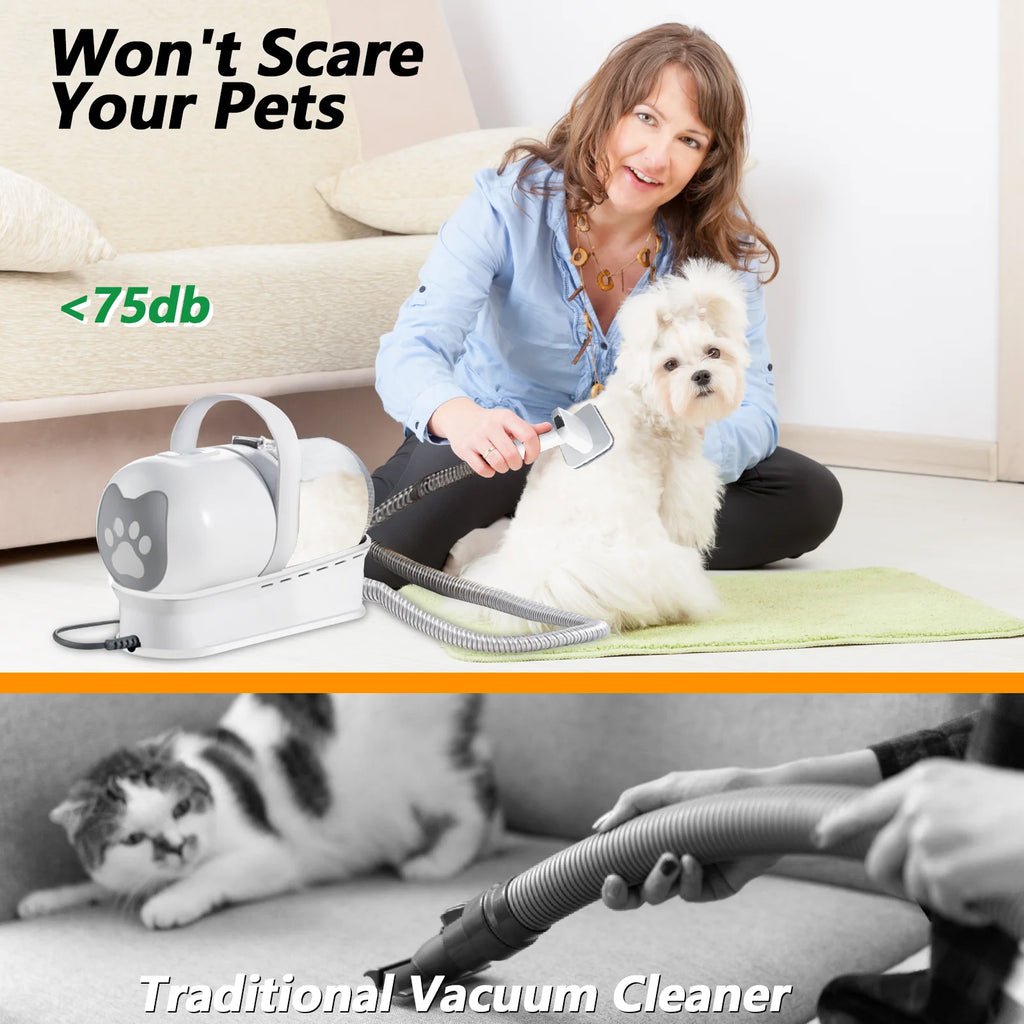 Kit toilettage avec aspiration et tondeuse silencieuse
