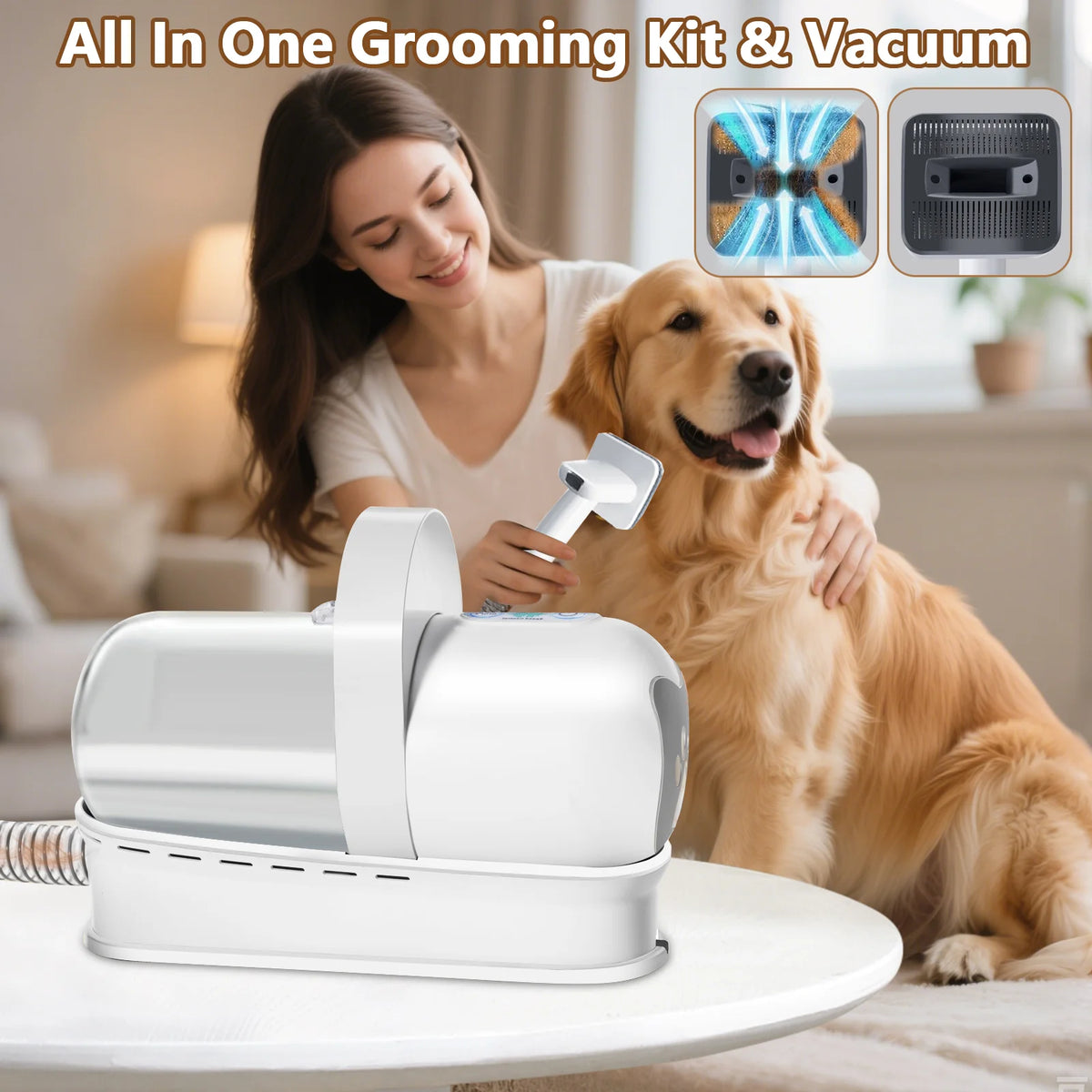 Kit toilettage avec aspiration et tondeuse silencieuse